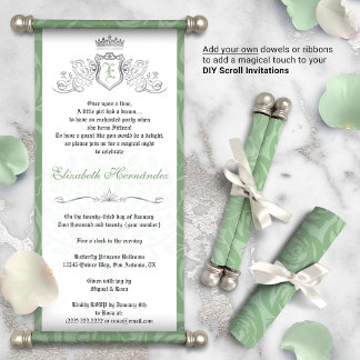 Sage Green Once Upon a Time DIY Scroll Invitations