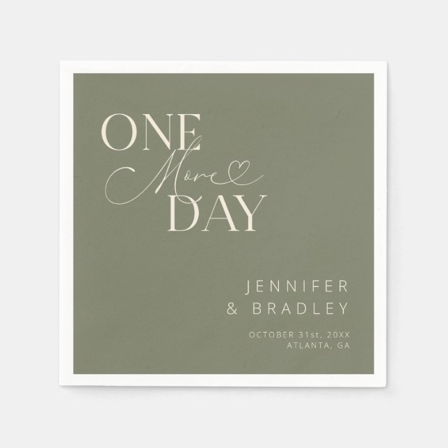 Sage Green One More Day Rehearsal Dinner  Napkin (Front)
