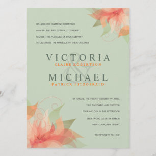 Sage Green & Orange Formal Wedding Invitations