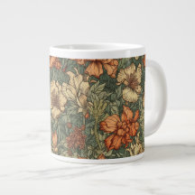 Sage Green + Orange Vintage Retro Floral 