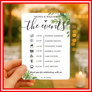Sage Green Order of Events Elegant Wedding Program