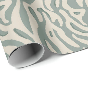 Sage green organic geometric bohemian flow wrapping paper