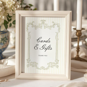 Sage Green Ornate Frame Wedding Cards & Gifts Poster