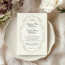 Sage Green Ornate Frame Wedding Invitation