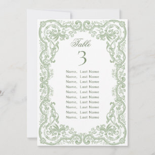 Sage Green Ornate Victorian Seating Chart Card