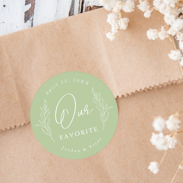 Sage Green Our Favourite Wedding Favour Sticker (Creator Uploaded)