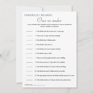 Sage green Over or under bridal shower game Announcement