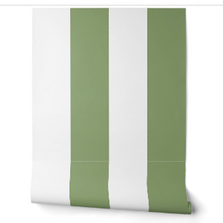 Sage Green Oversized Cabana Stripe Wallpaper