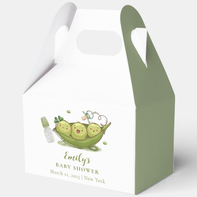 Sage Green Pacifier Sweet Pea In Pod Baby Shower Favour Box (Back)