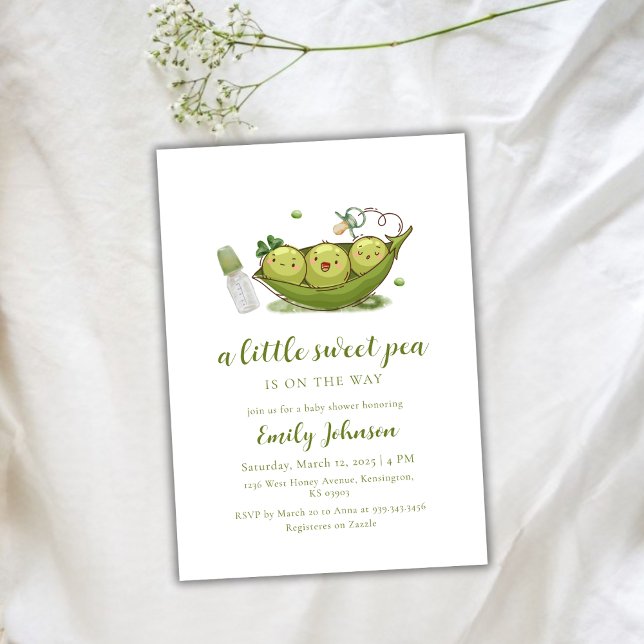 Sage Green Pacifier Sweet Pea In Pod Baby Shower Invitation (Sage Green Pacifier Sweet Pea In Pod Baby Shower Invitation)