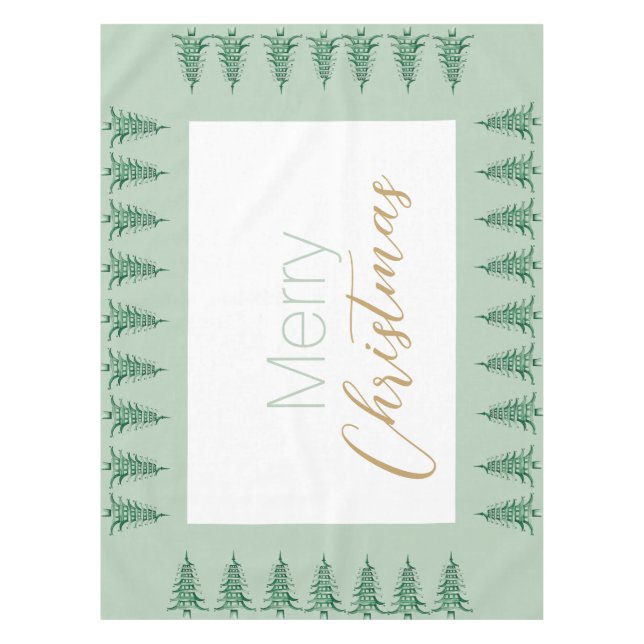 Sage green Pagoda Christmas Tree Tablecloth (Front)