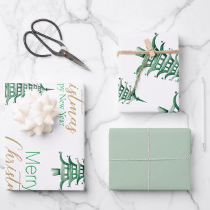 Sage Green Pagoda Wrapping Paper Sheet