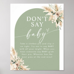 Sage Green Pampas Grass Baby Shower Poster