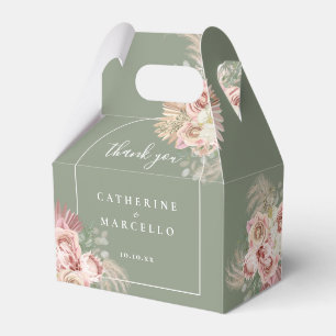 Sage Green Pampas Grass Floral Arch Wedding  Favour Box