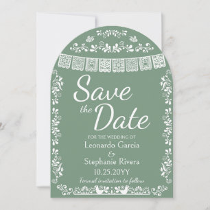 Sage Green Papel Picado Wedding Save the Date Arch Invitation