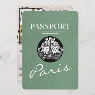 Sage Green Paris Passport Save The Date