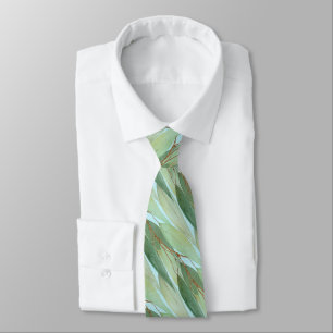 SAGE GREEN PASTEL BLUE BOTANICAL EUCALYPTUS TIE