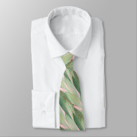 SAGE GREEN PASTEL PINK BOTANICAL EUCALYPTUS TIE