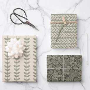 Sage Green Pattern v3 Design Wrapping Paper Sheet