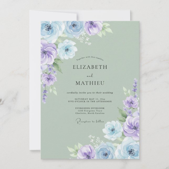 Sage Green Peaceful Nature Wedding Invitation (Front)