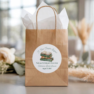 Sage Green & Peach Book Themed Bridal Shower Classic Round Sticker