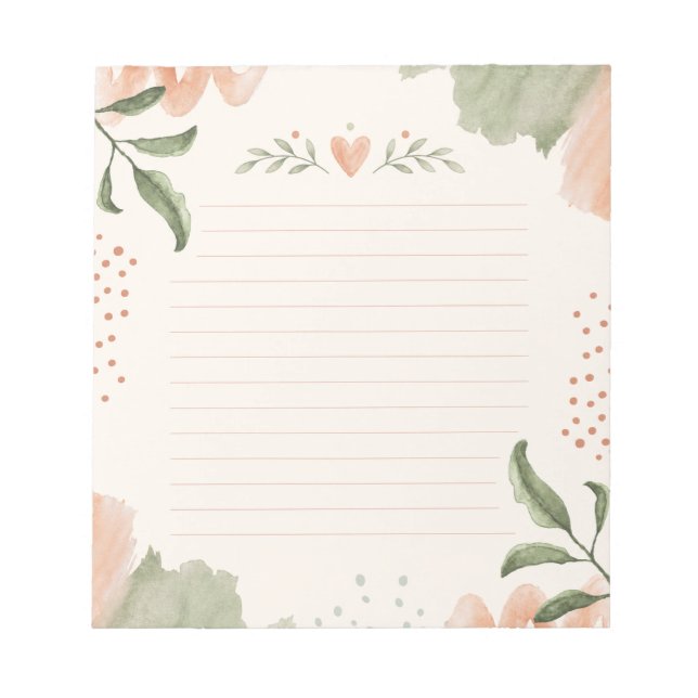 Sage Green & Peach Notes Pad (Front)