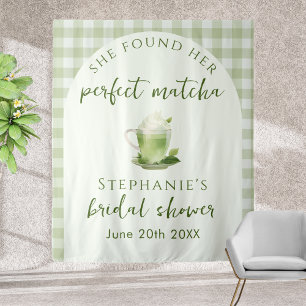 Sage Green Perfect Matcha Bridal Shower Backdrop Tapestry