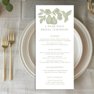 Sage Green Perfect Pear Bridal Luncheon Menu Card