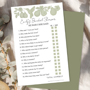 Sage Green Perfect Pear Bridal Shower He Said She