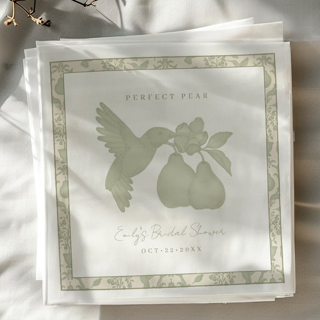 Sage Green Perfect Pear Bridal Shower Napkins (Perfect Pear Bridal Shower Napkins)