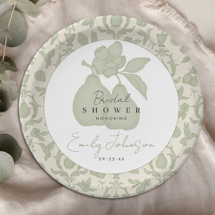 Sage Green Perfect Pear Bridal Shower Plates