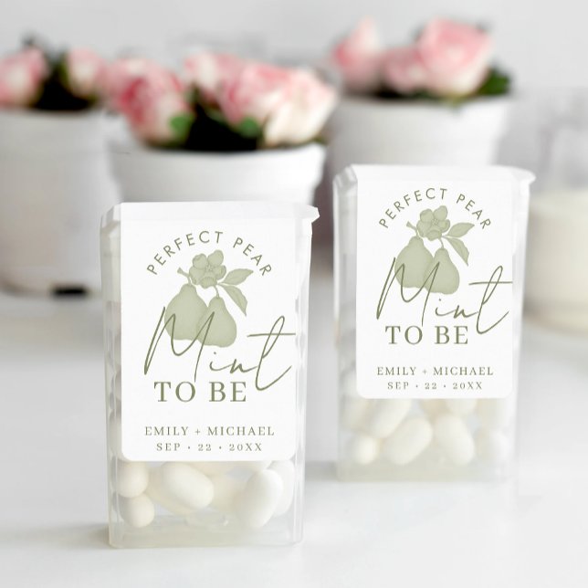 Sage Green Perfect Pear "Mint to Be" Wedding Favou Label (Mint To Be Party Favor)