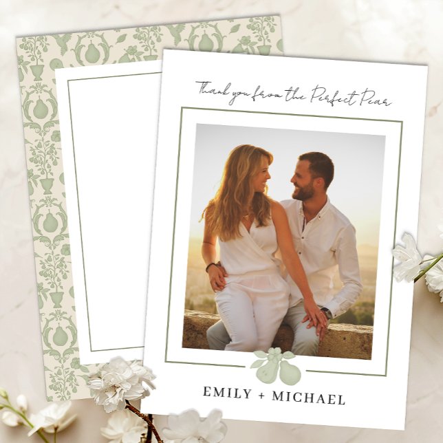 Sage Green Perfect Pear Photo Thank You Card (Photo Thank You Card)