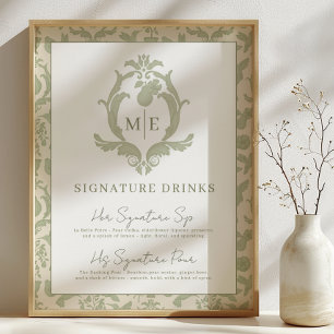Sage Green Perfect Pear Signature Drinks Sign