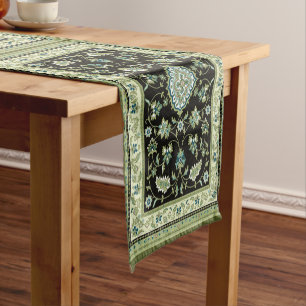 Sage Green Persian Carpet Short Table Runner