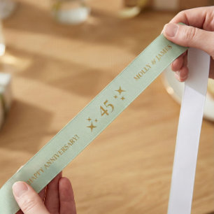 Sage Green Personalised Anniversary Gift Satin Ribbon