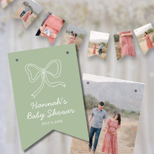 Sage Green Personalised Baby Shower Photo Banner