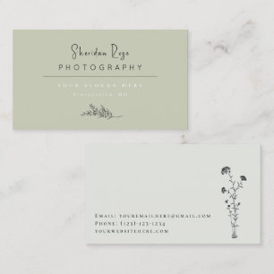 Sage Green Personalised Botanical Business Card