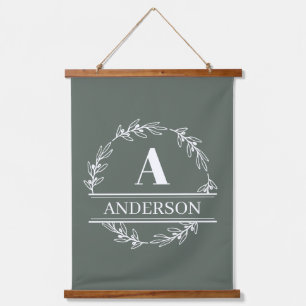 Sage Green Personalised Family Monogram Wall  Hanging Tapestry