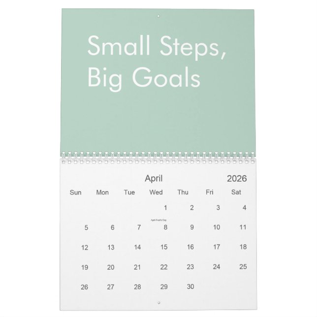 Sage Green Personalised Quote Modern Minimalist Calendar (Apr 2026)