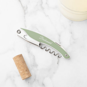 Sage Green Personalised Wedding Bridesmaid Corkscrew