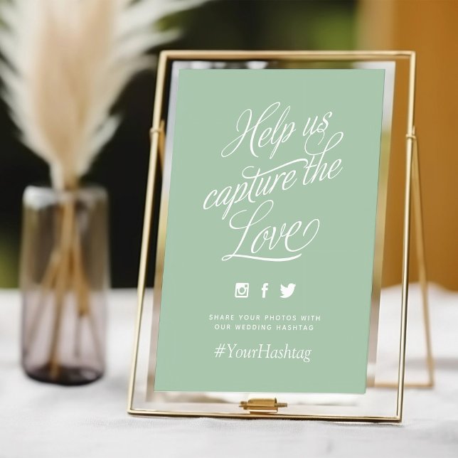 Sage Green Personalised Wedding Hashtag Sign (Creator Uploaded)