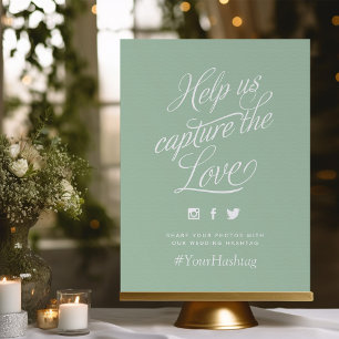Sage Green Personalised Wedding Hashtag Sign