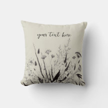 Sage Green Personalised Wildflower Throw Pillow