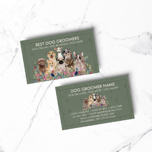 Sage green PetSitter dog veterinary framed Paws Business Card