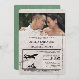 Sage Green Philippines Passport Wedding Invitation