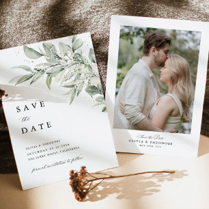 Sage Green Photo Botanical Wedding Save The Date
