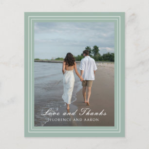 Sage Green Photo Budget Wedding Thank You Card