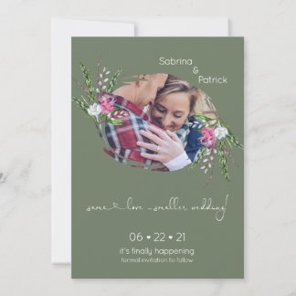 Sage Green Photo Frame Floral Save The Date