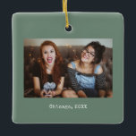 Sage Green Photo Keepsake Christmas Ceramic Ornament<br><div class="desc">Simple organic Sage Green Bold Funny Minimalist Photo Keepsake Christmas Ceramic Ornament,  a beautiful personalised gift for friends,  family,  couple,  girlfriend,  boyfriend,  coworker,  boss and more.</div>